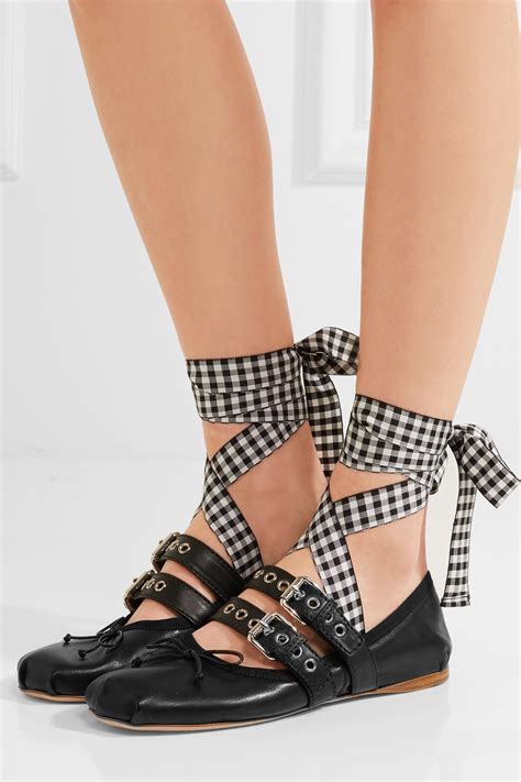 miu miu lace up ballet flats